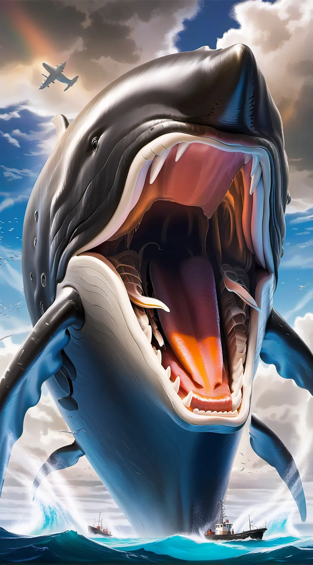 ai character: female sperm whale background