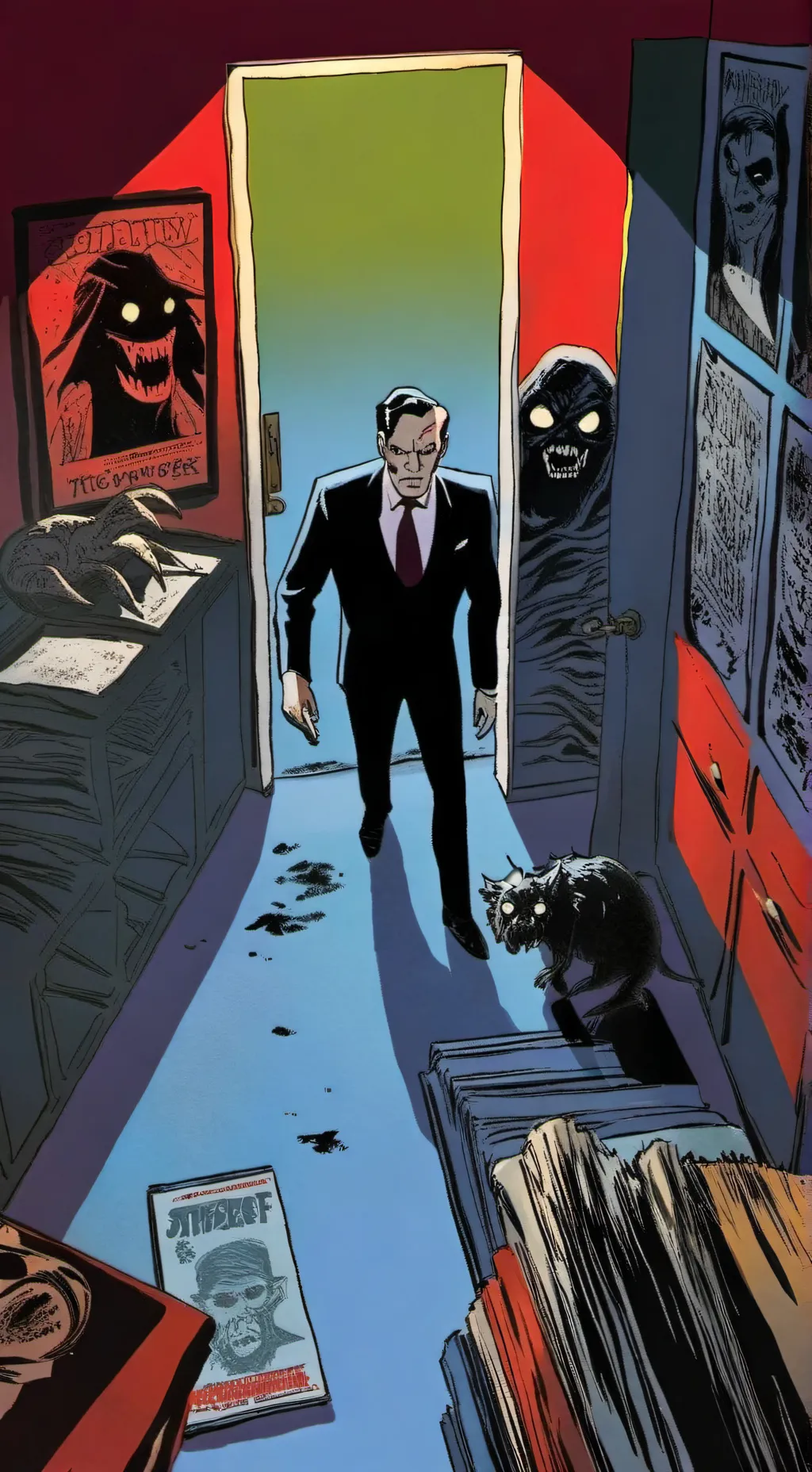 ai character: Horror comics background