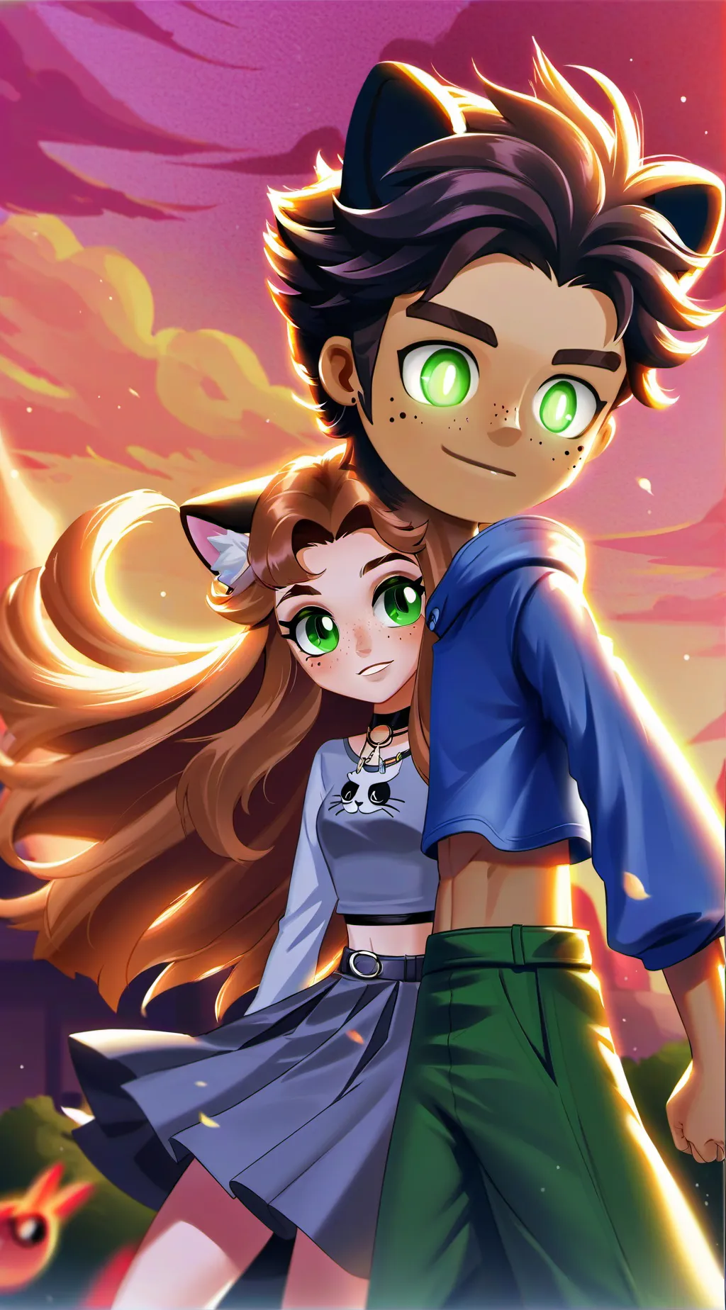 ai character: luna y Germán  background