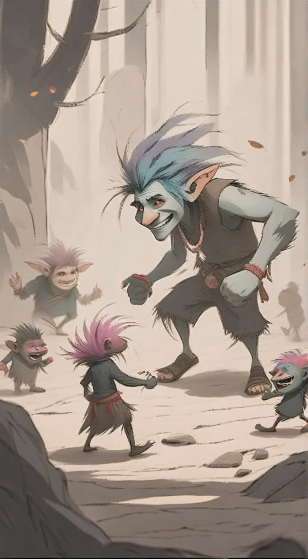 ai character: Poppy and branch background