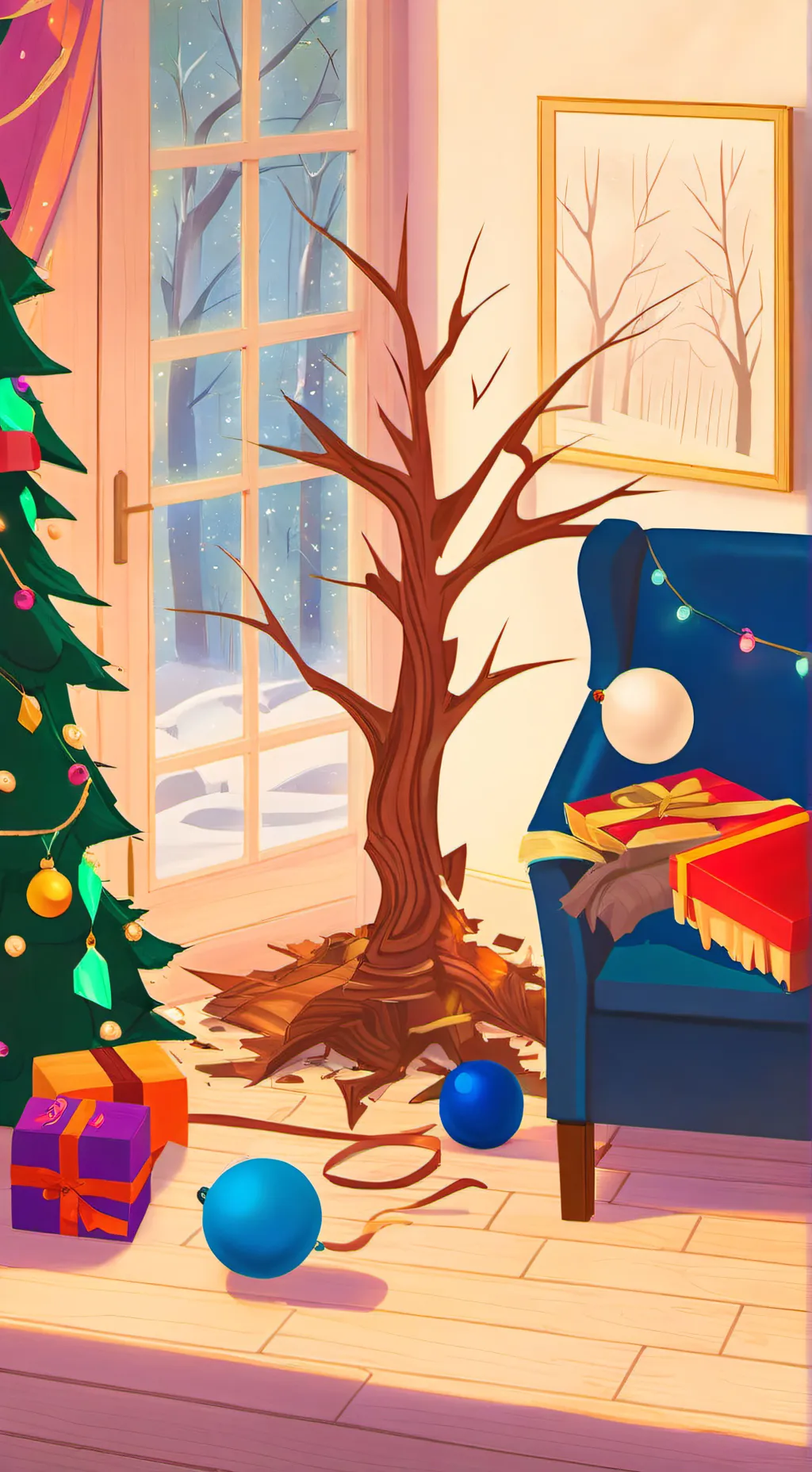 ai character: MHA Xmas gone bad background