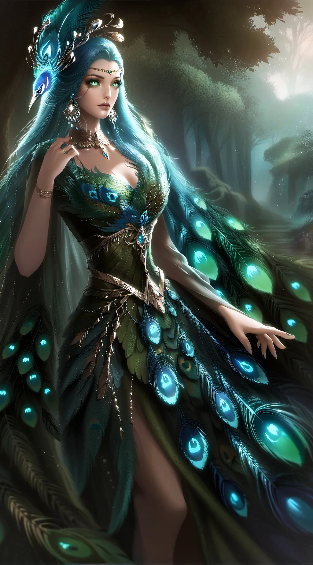 ai character: טווס אנושי background