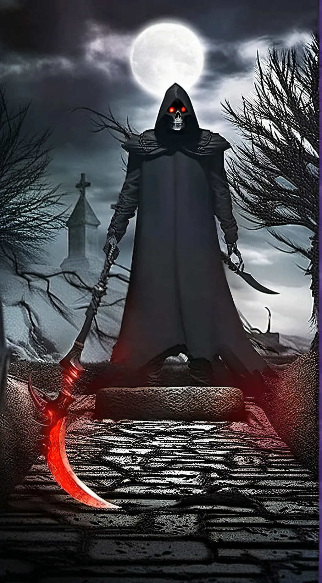 ai character: Sensenmann  background