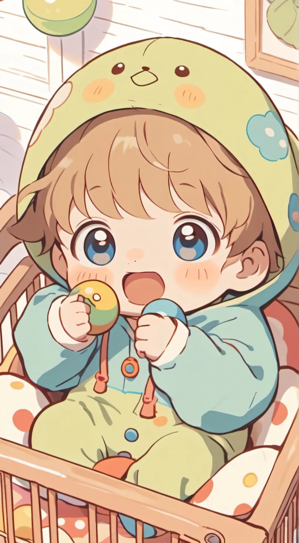 ai character: baby inside a box background