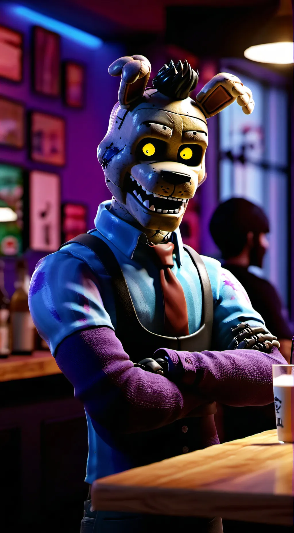 ai character: fnaf café  background