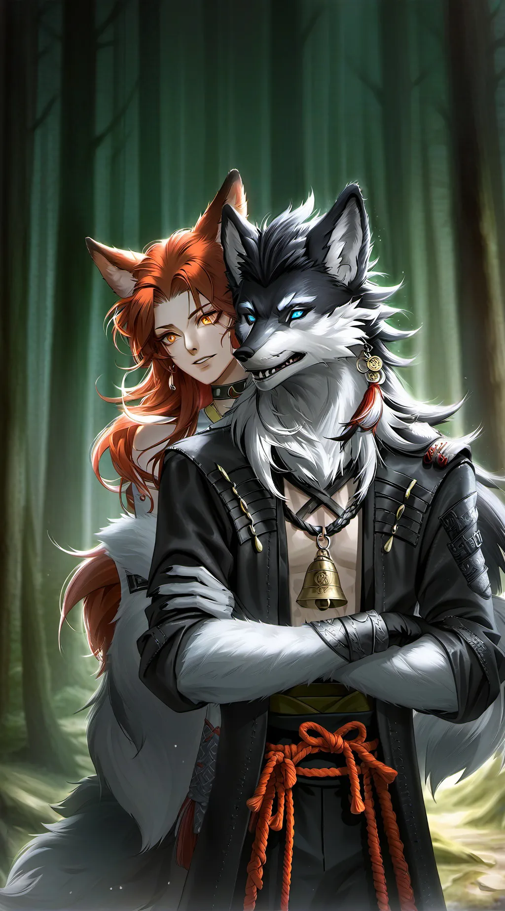 ai character: 🦊Luna E Adam 🐺 background