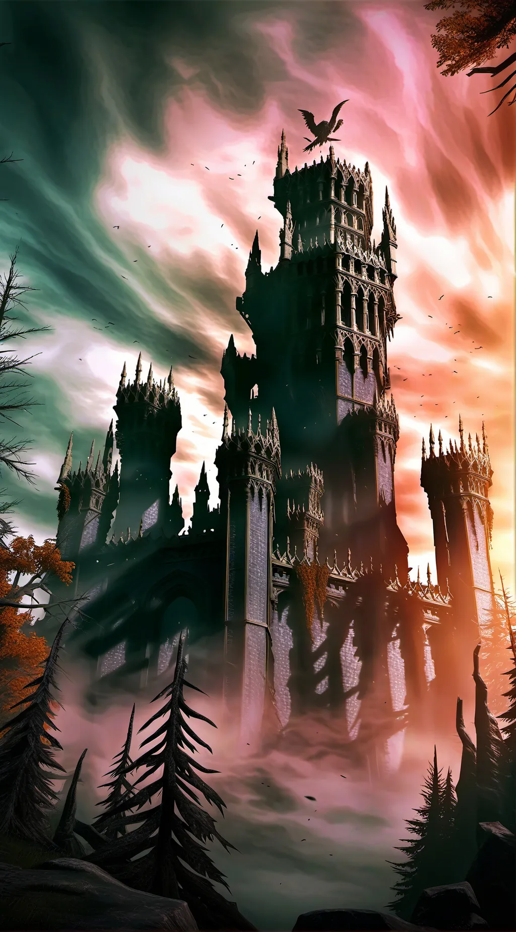 ai character: Vampire castle  background