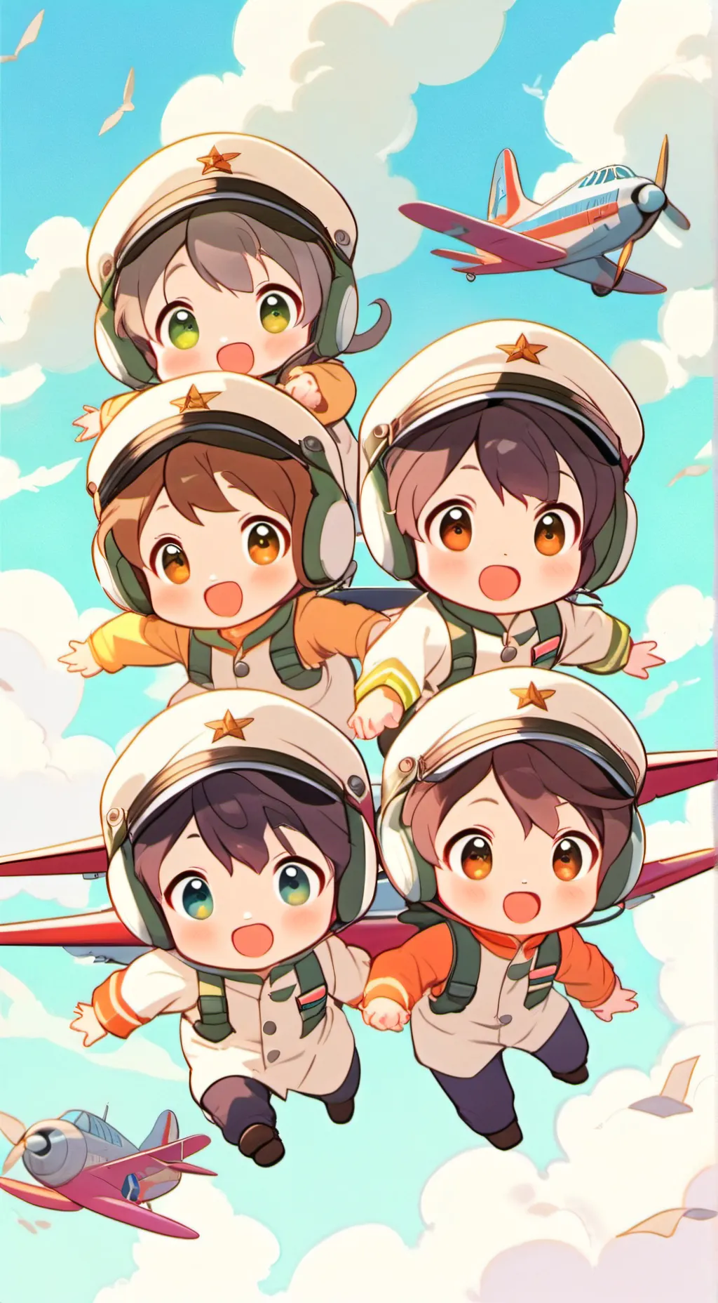 ai character: Baby airplane jump background