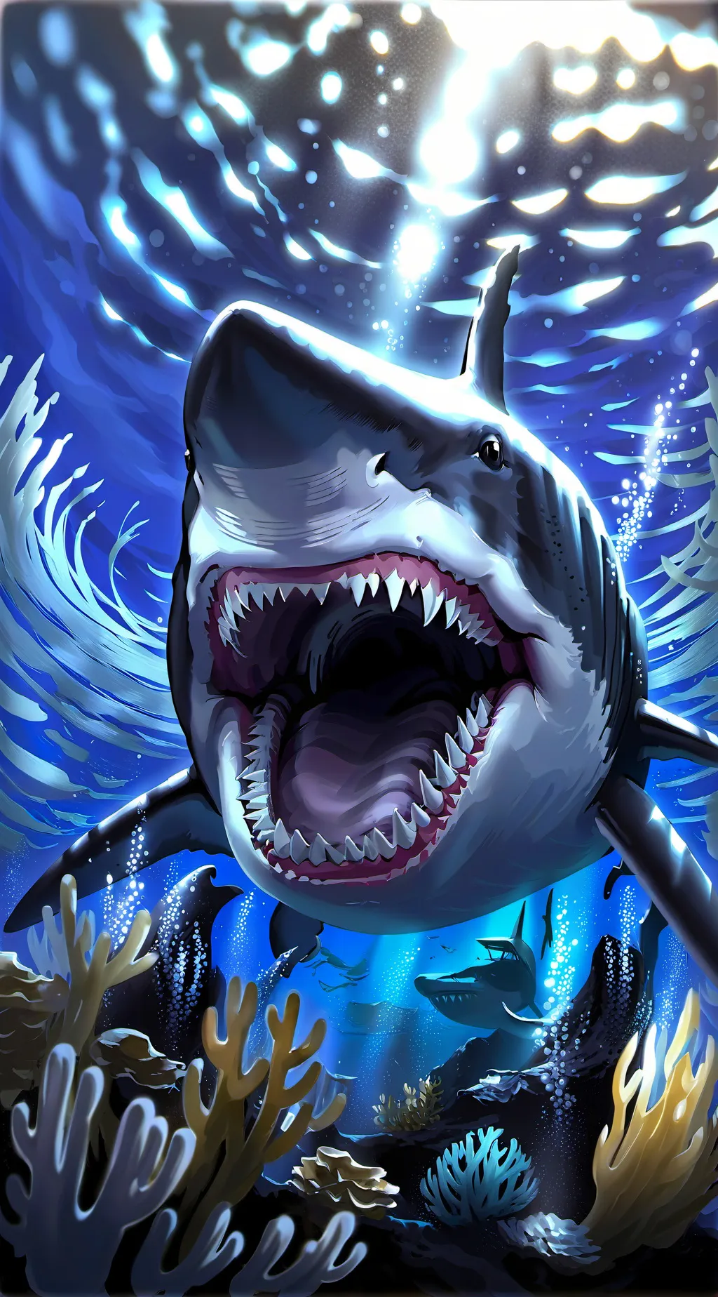 ai character: males shark background