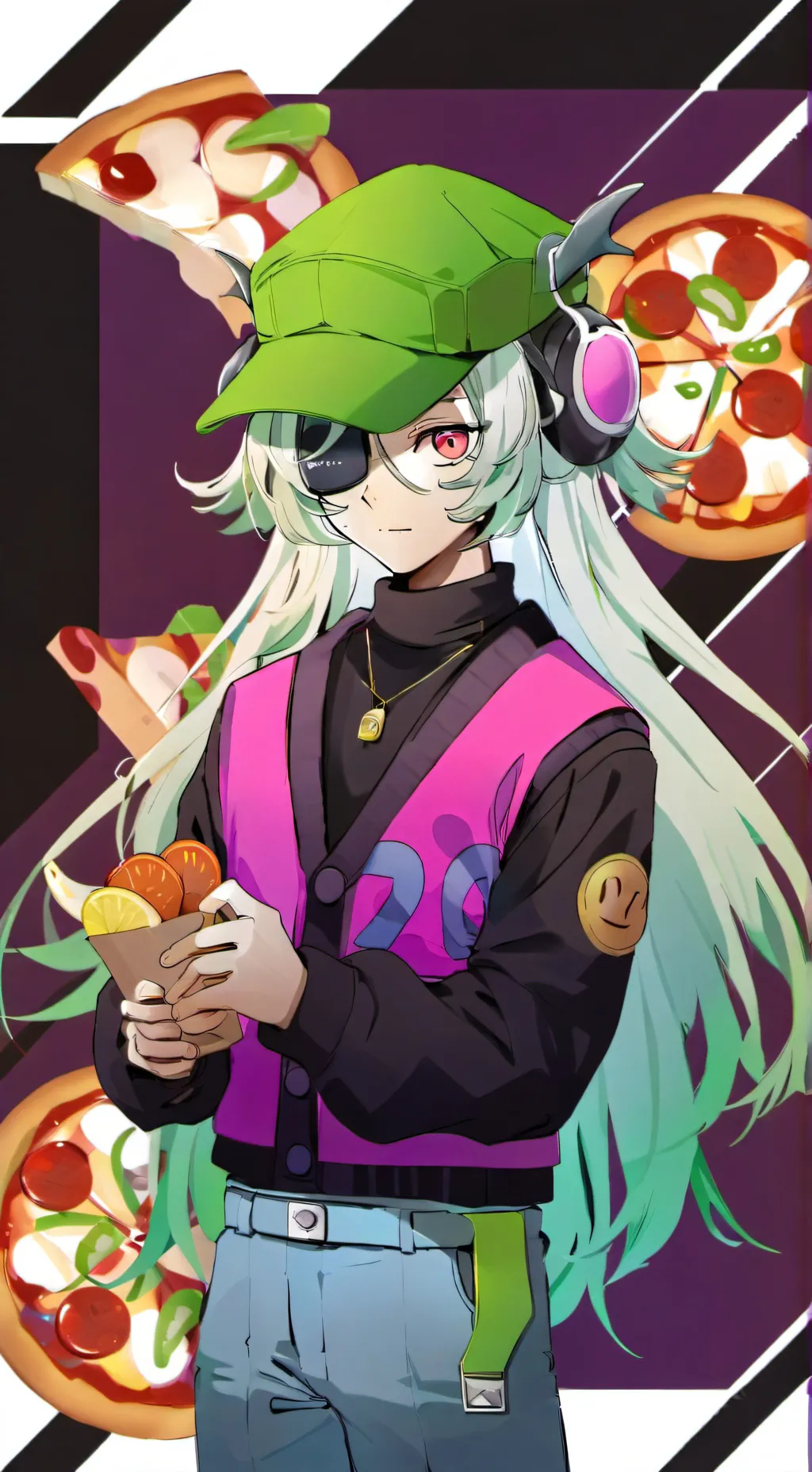 ai character: School pizza party background