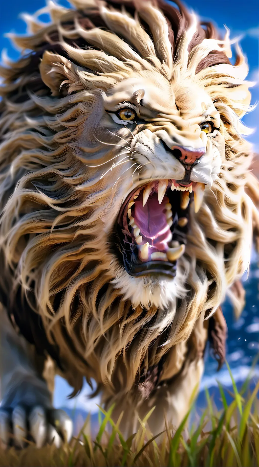 ai character: giant lion  background