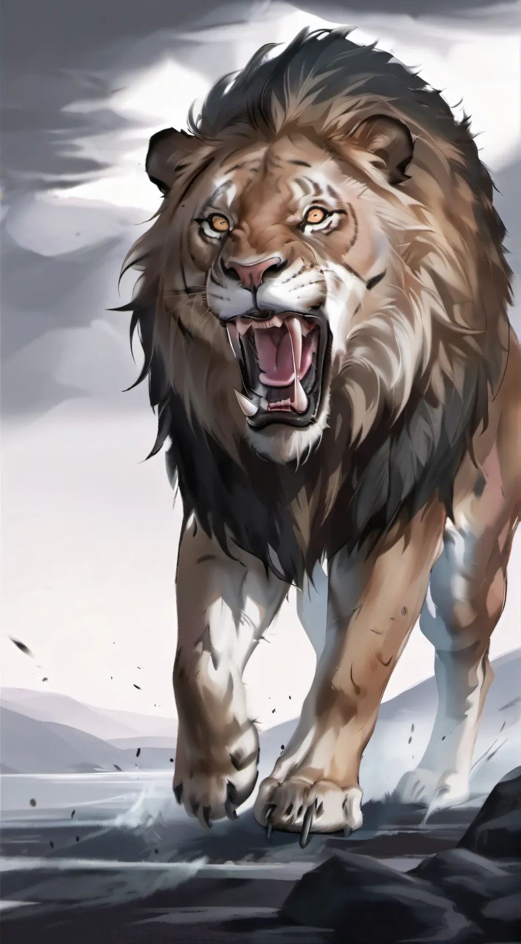 ai character: female lion  background