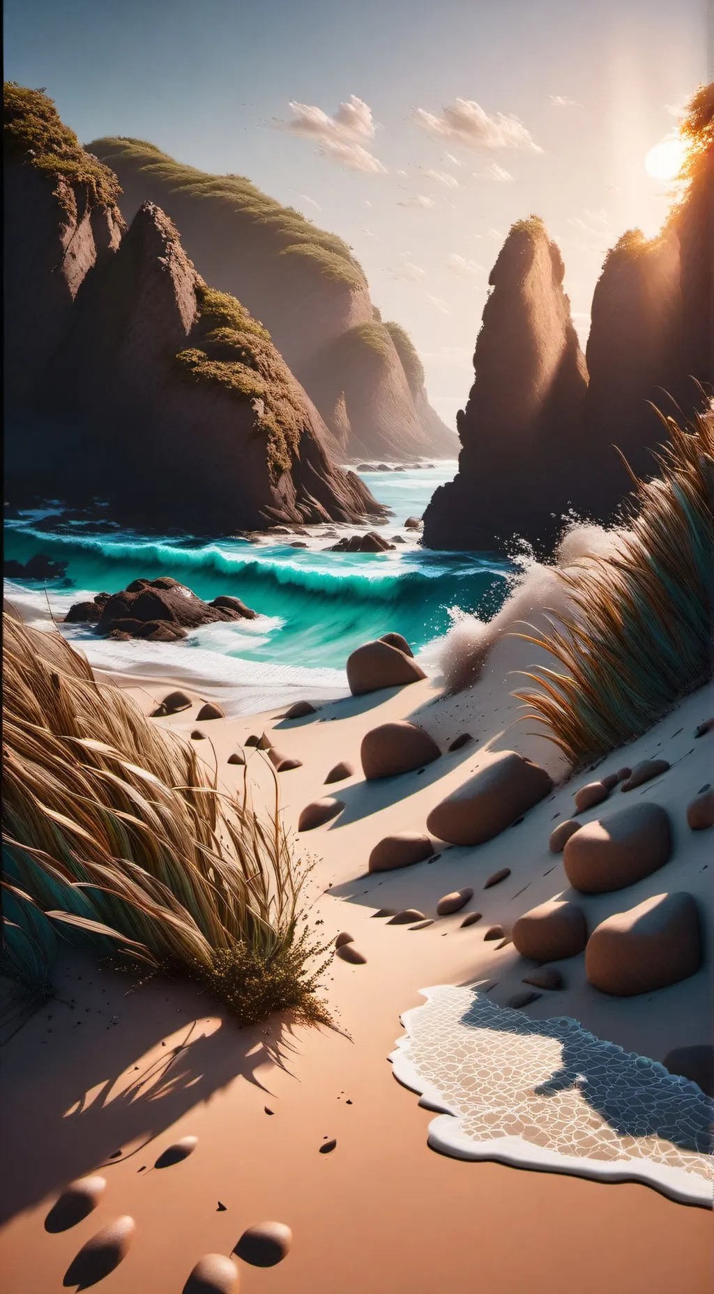 ai character: Kny praia background