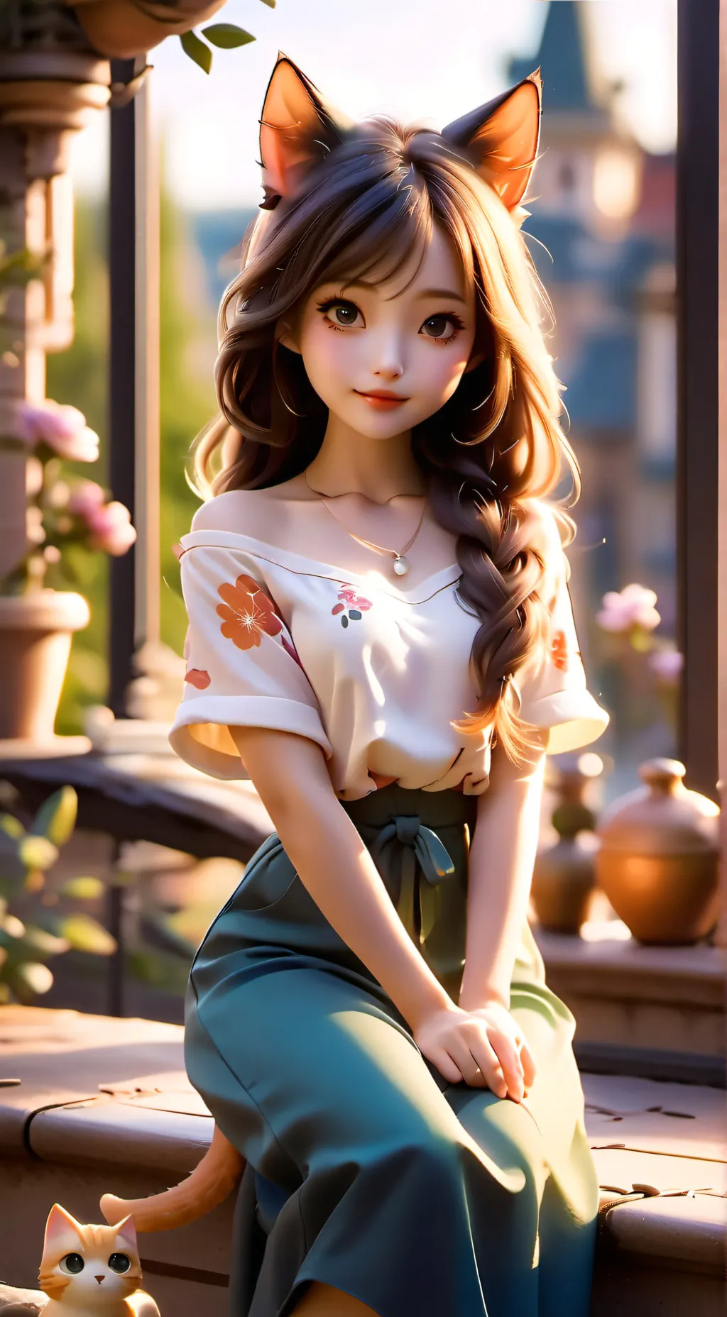 ai character: cat girl  background