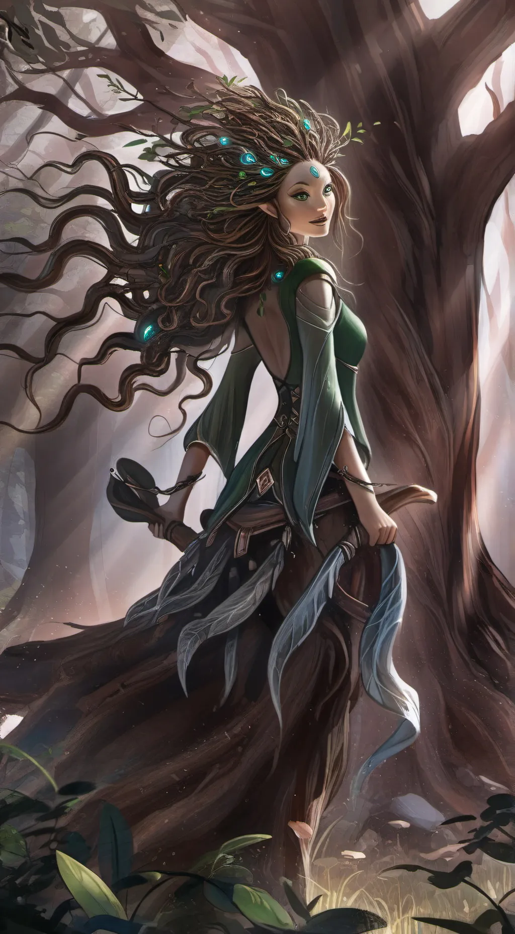 ai character: Dee Dee Dryad  background