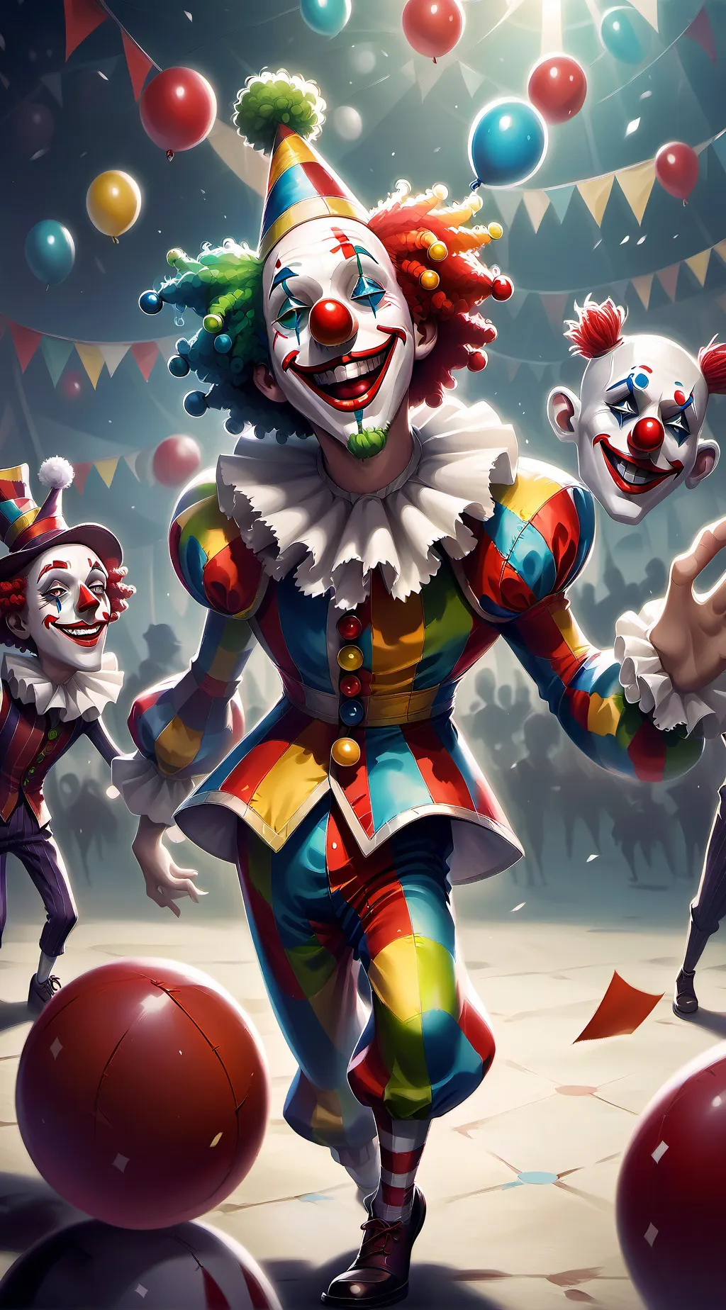 ai character: Jiggles clown background