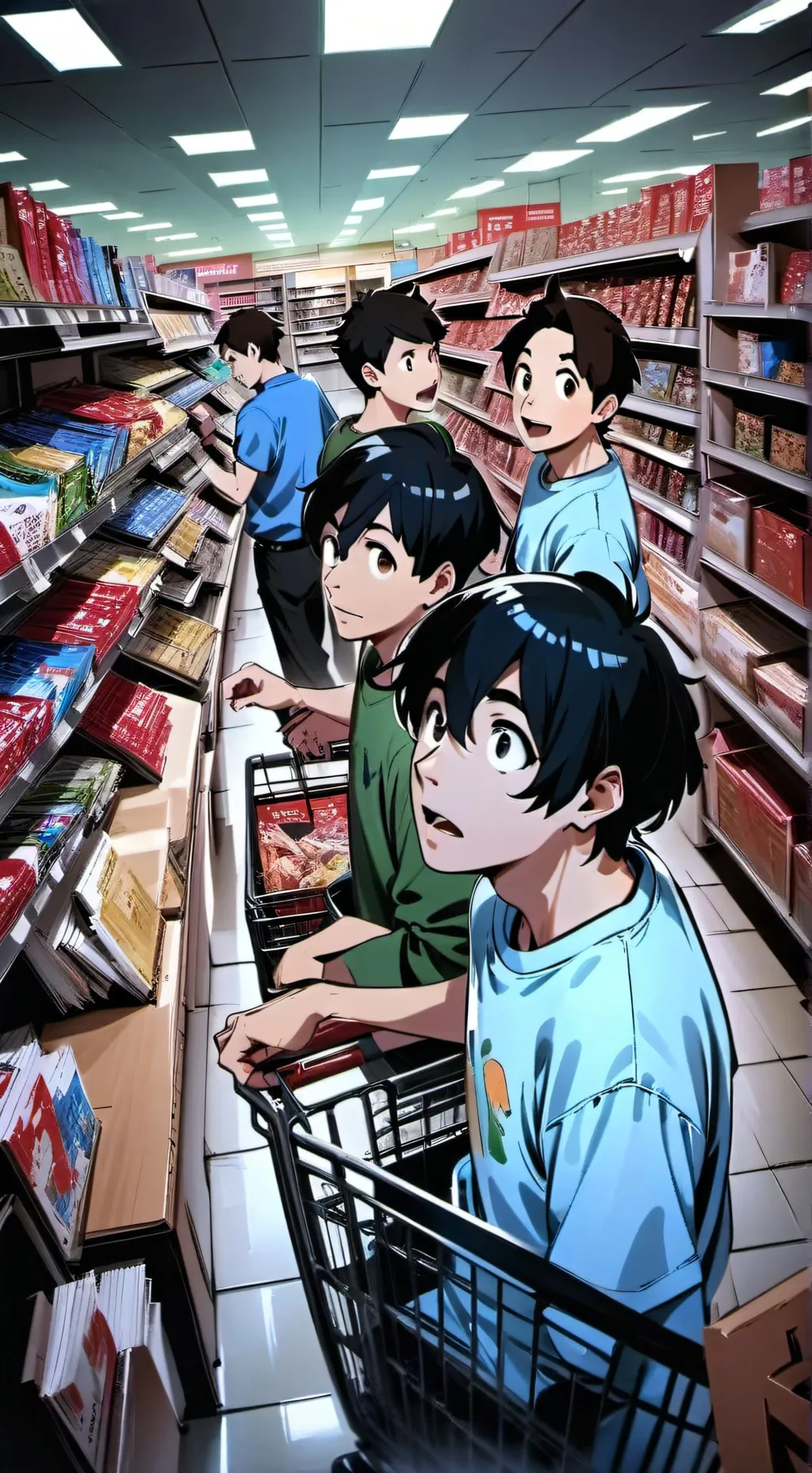 ai character:  4 boys  background