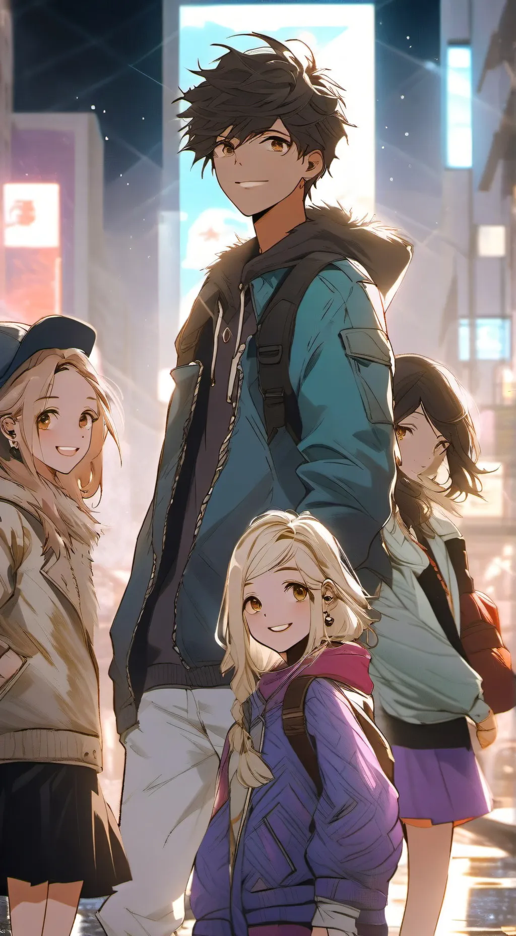 ai character: loca,Ami,mia, SoFi background