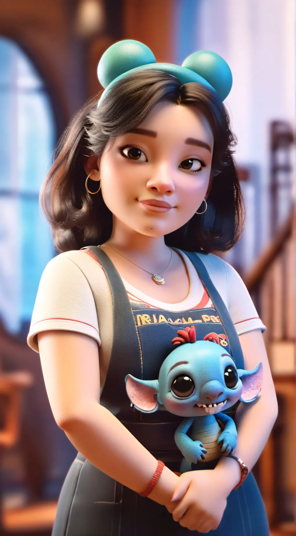 ai character: Zoie and Stitch background