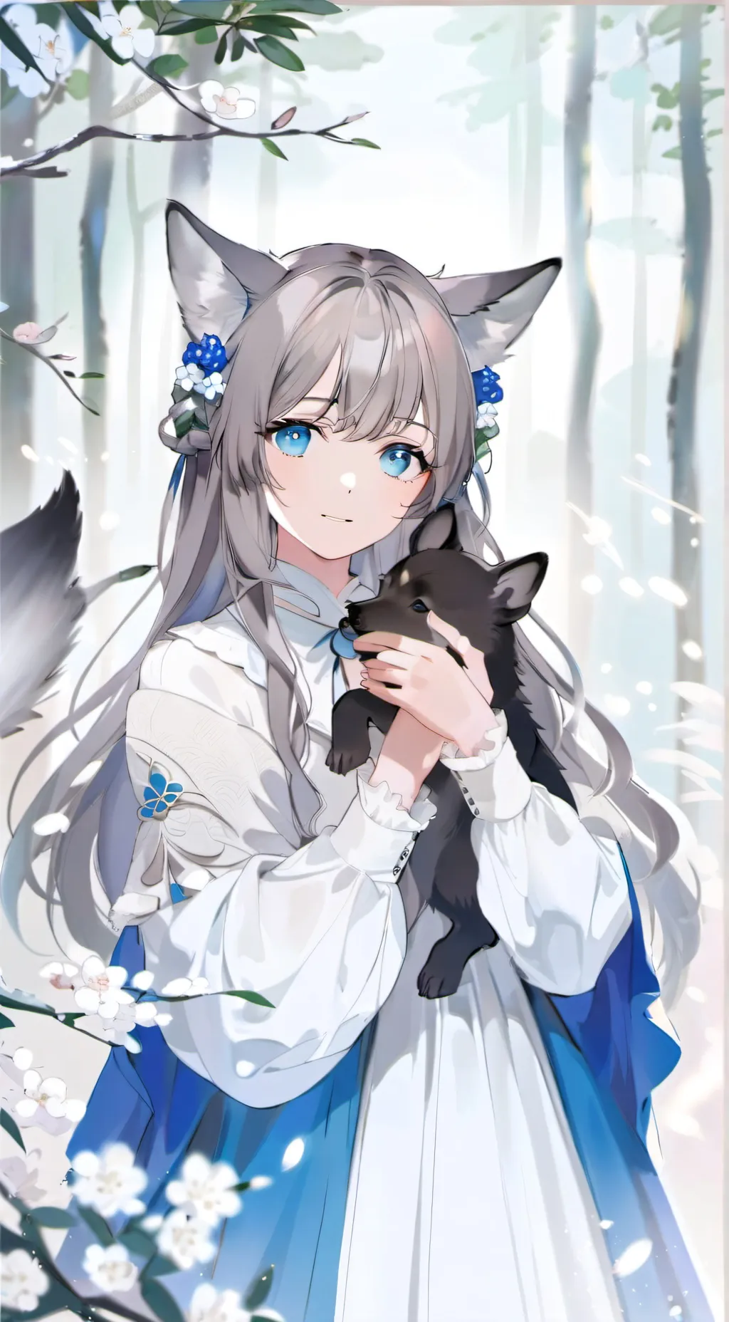 ai character: Lany y el cachorro background