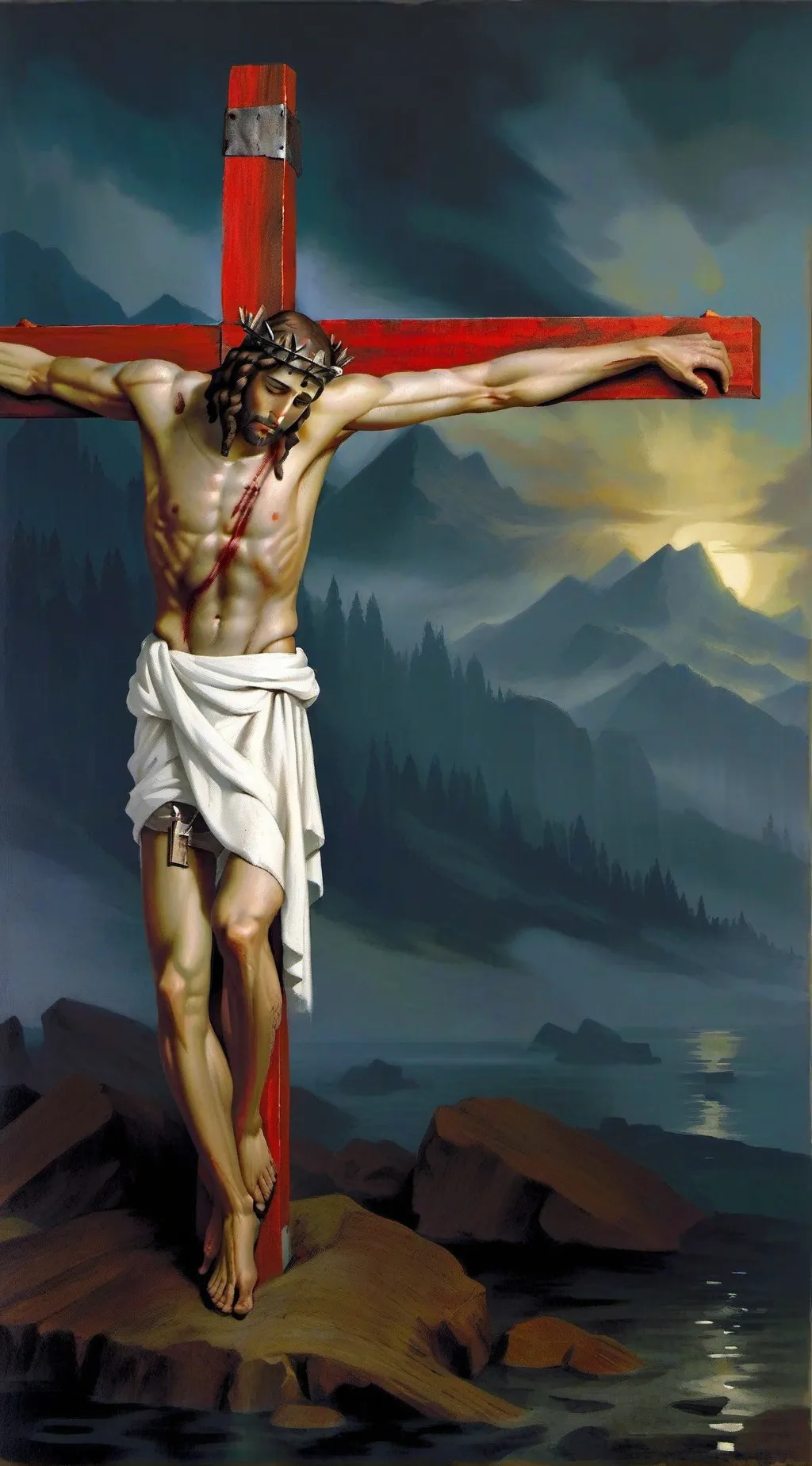 ai character: crusified jesus background