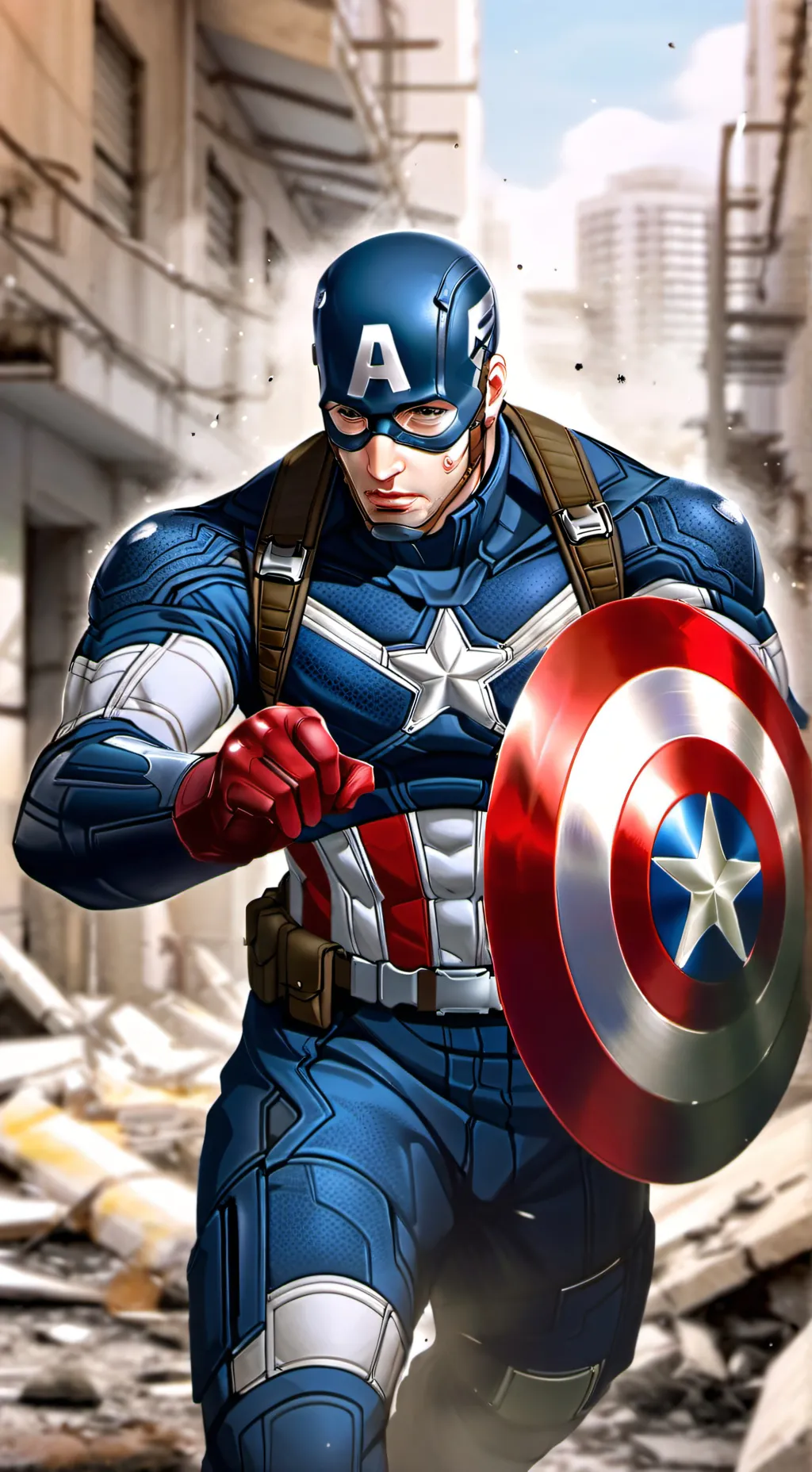 ai character: Cap America HYDRA background