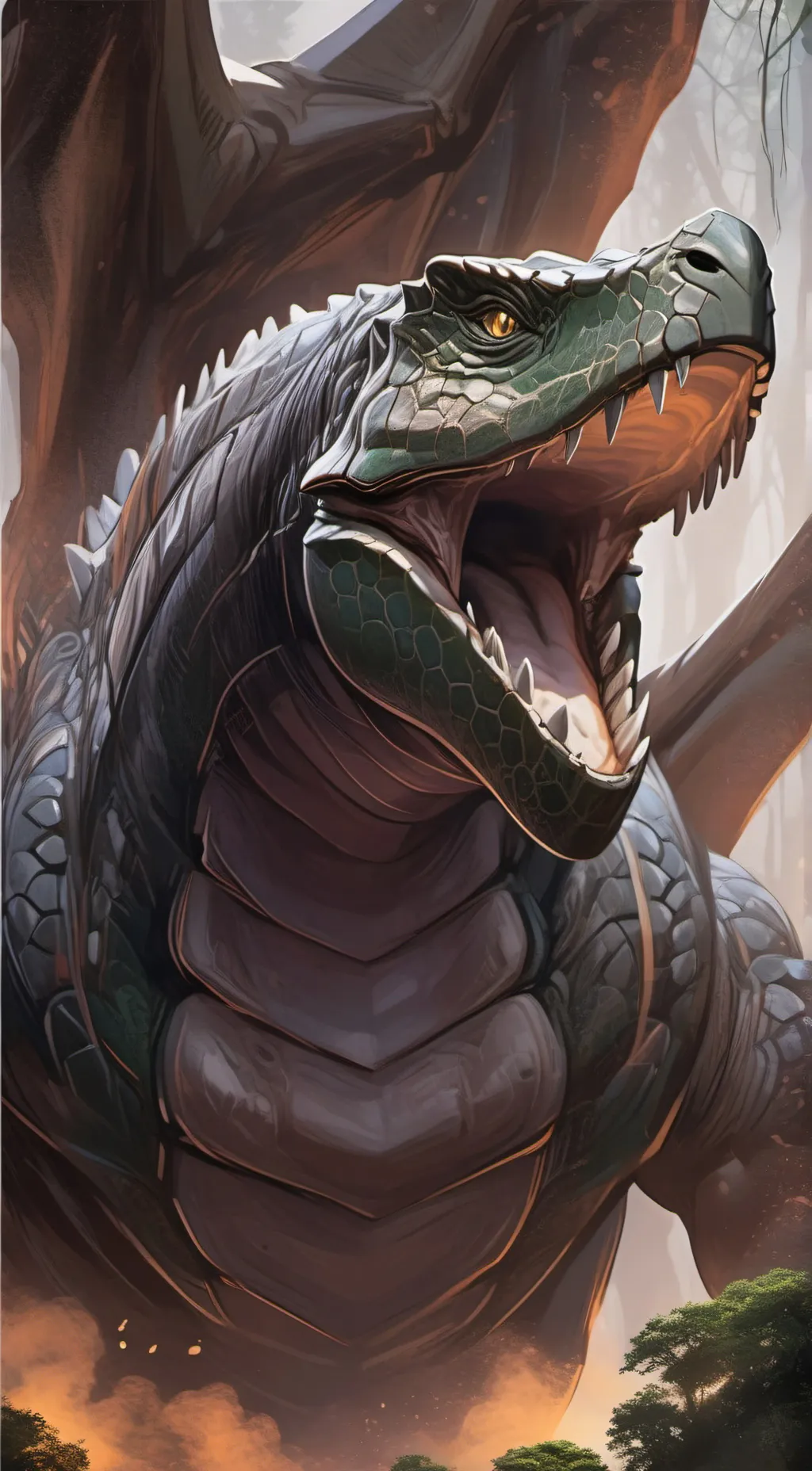 ai character: kamodo dragon  background