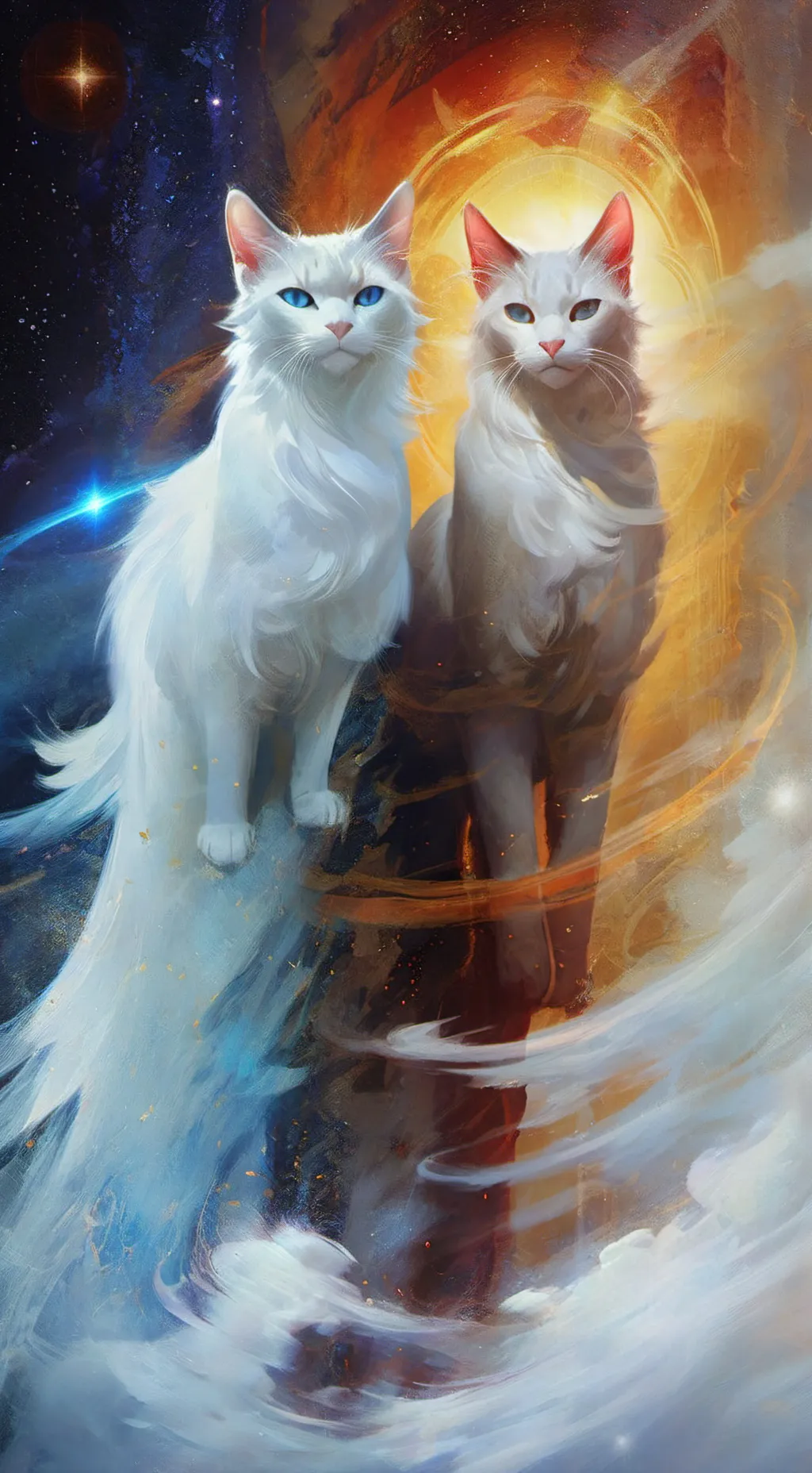 ai character: кот бог и 2 background