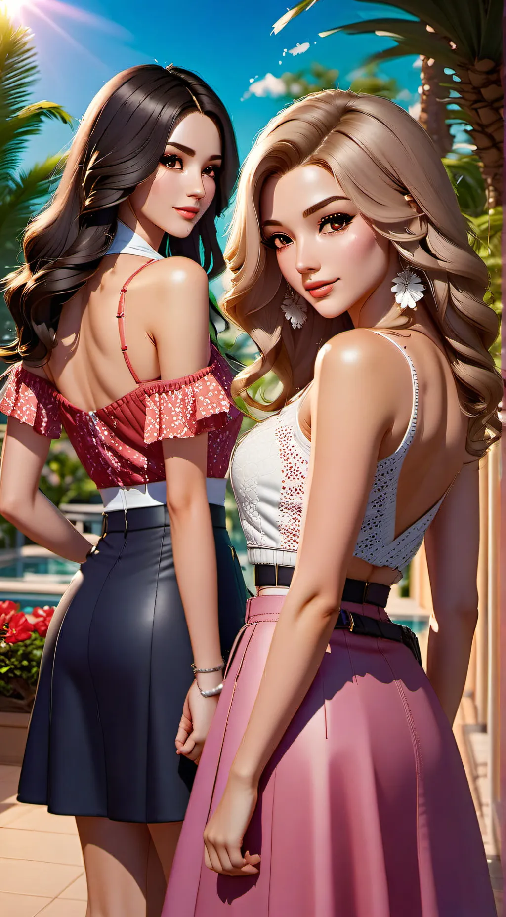 ai character: Maria and Lucia  background