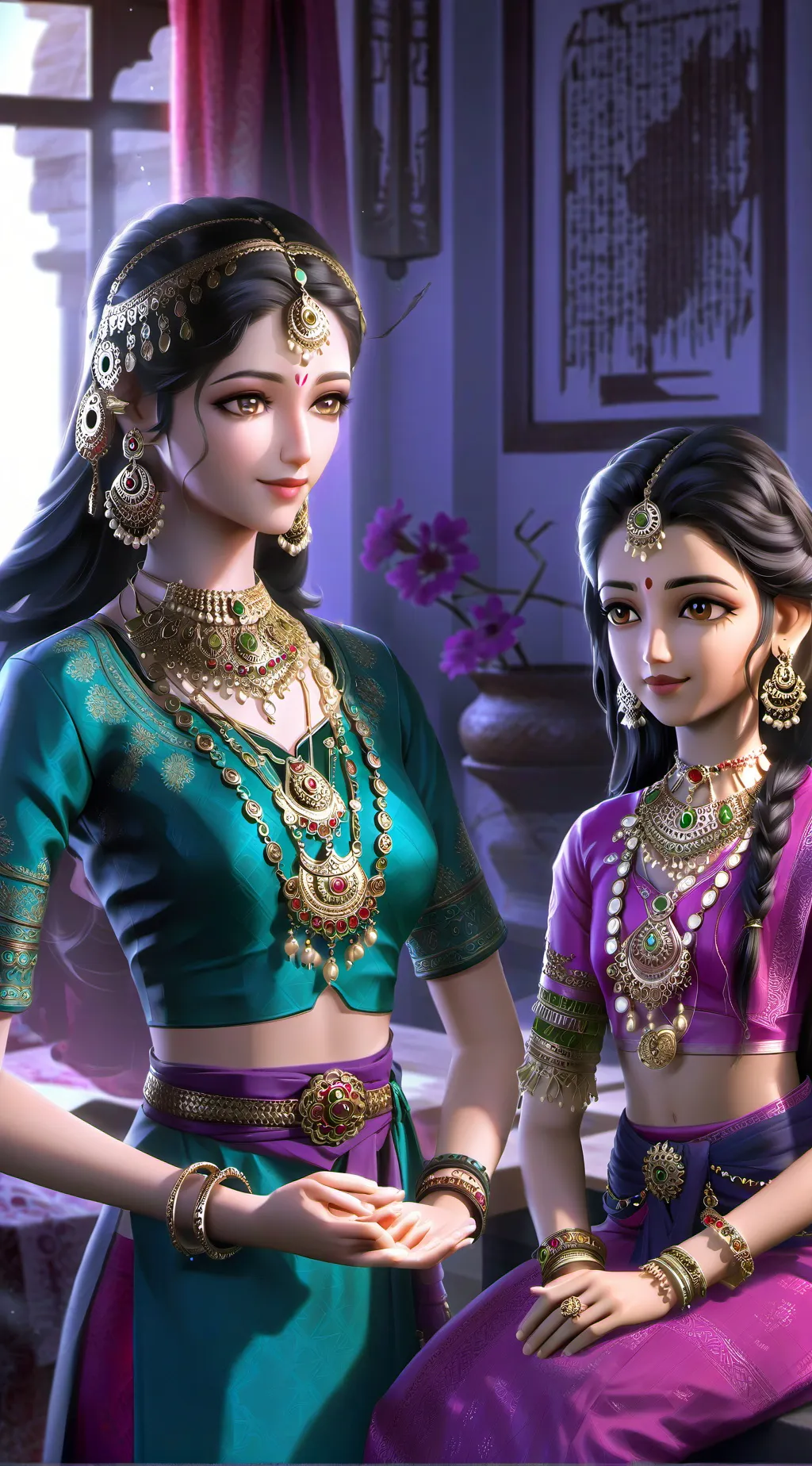 ai character: Indian girls ￼ background