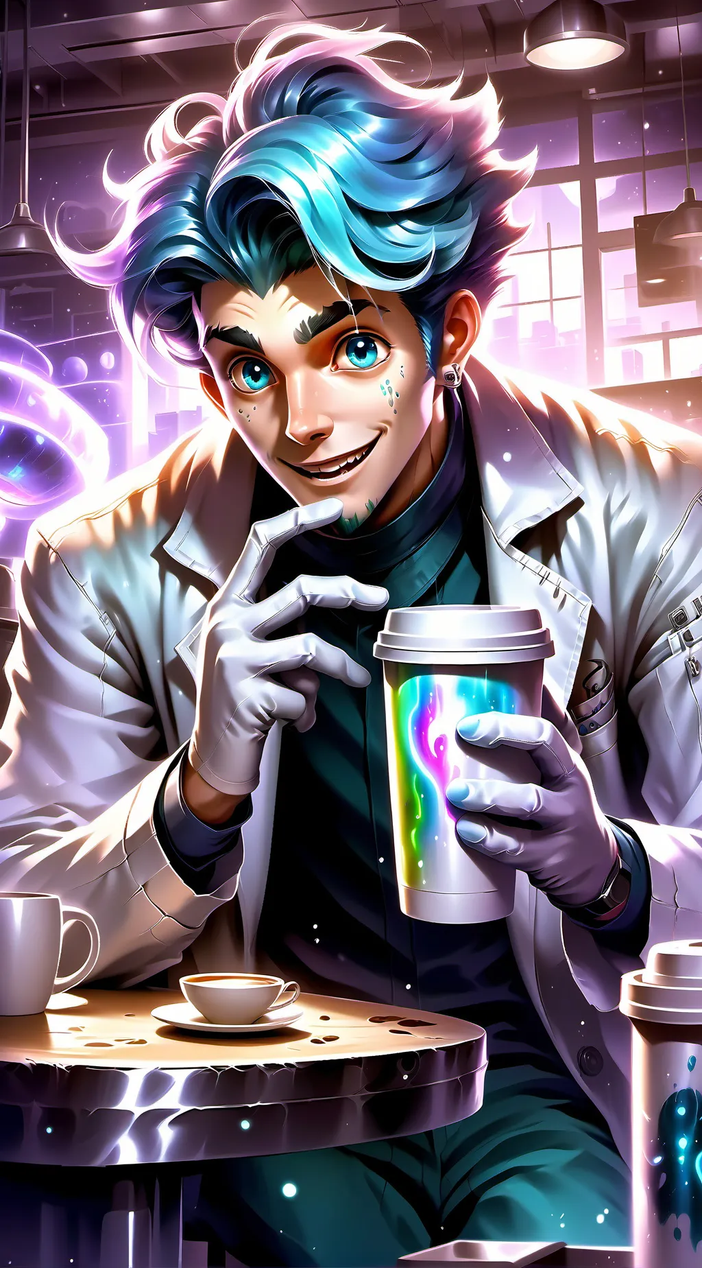 ai character: The Quantum Latte Theorist background