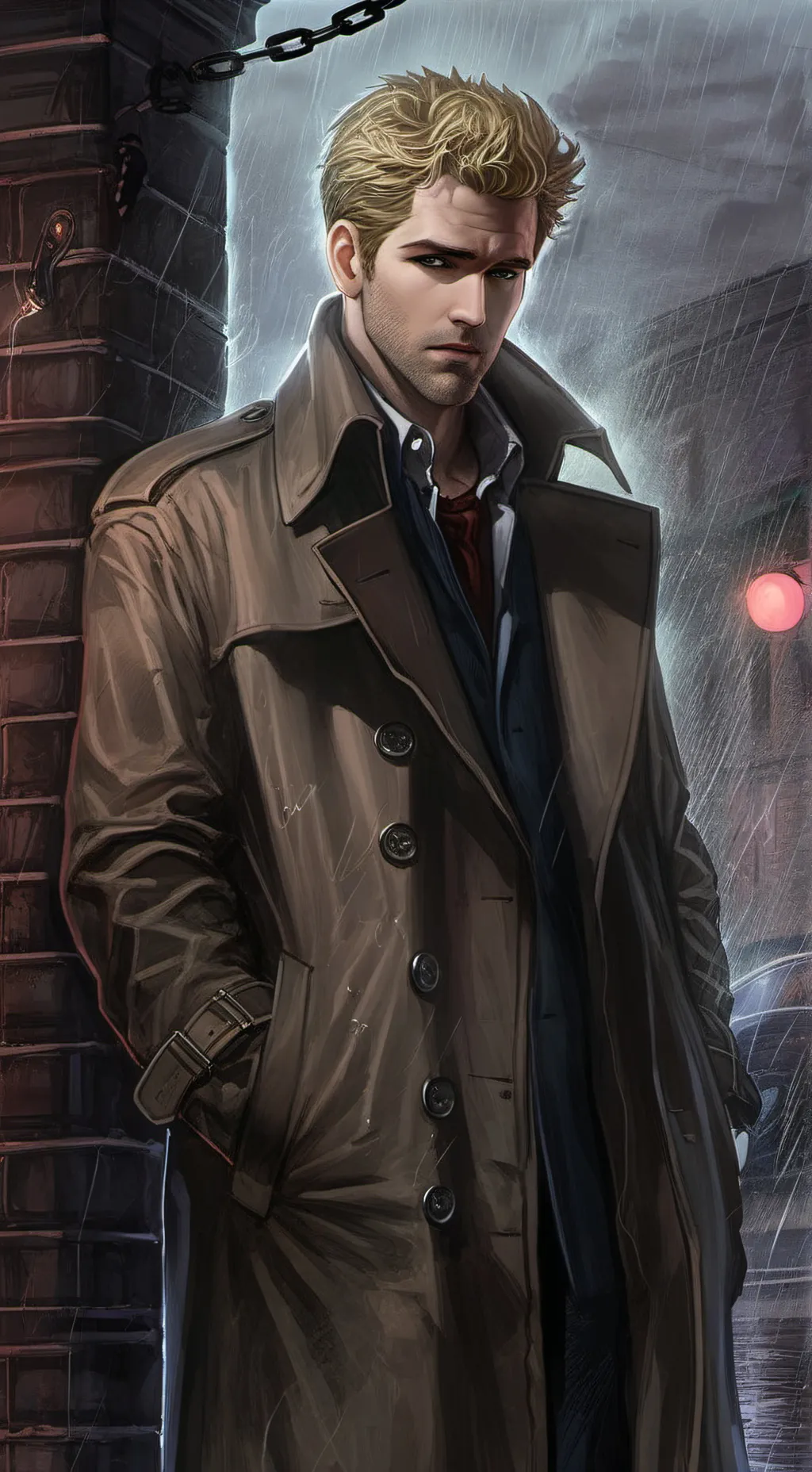 ai character: John Constantine  background