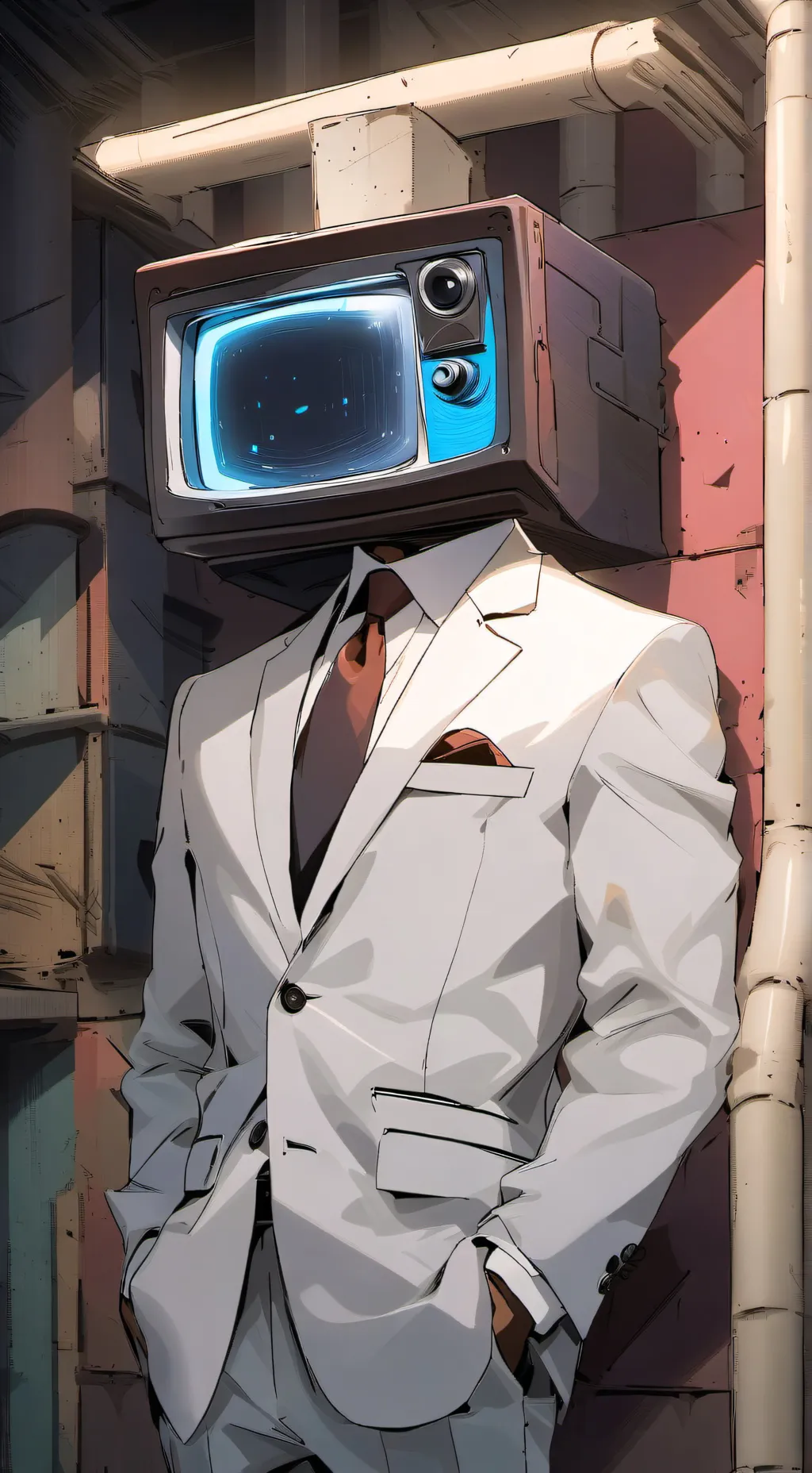 ai character: ◻️ тв мен  background