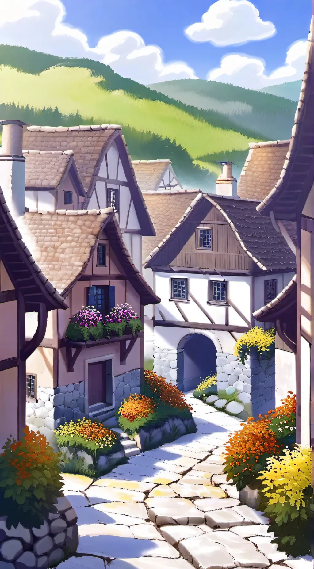 ai character: Village ￼ background