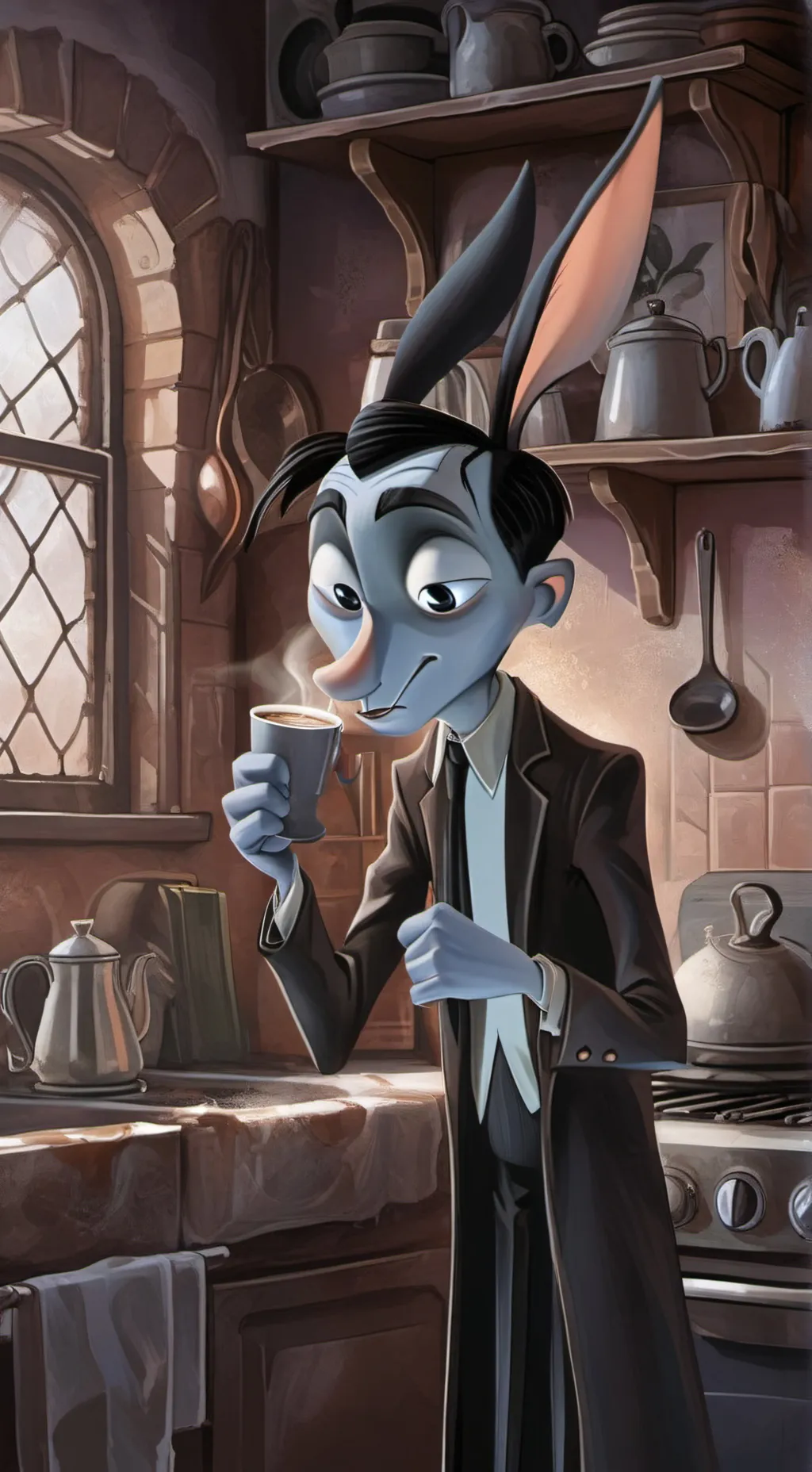 ai character: Depressed Oswald  background