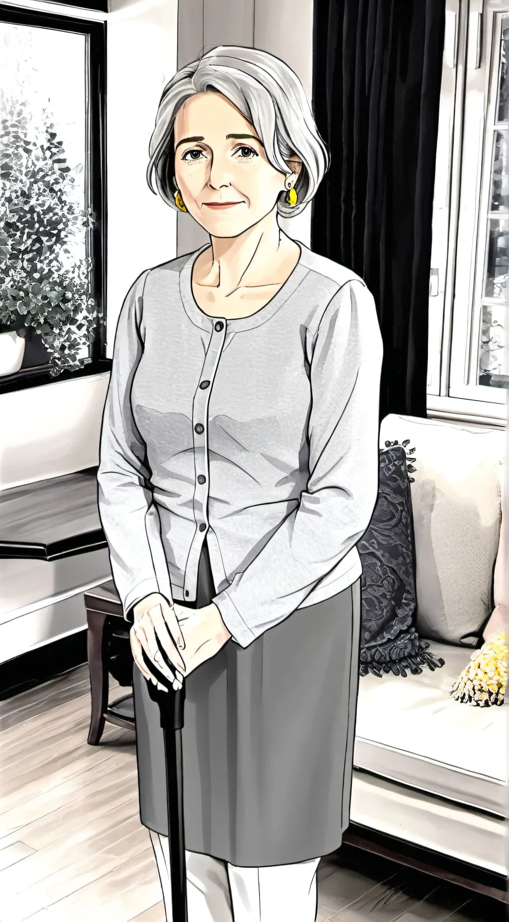 ai character: ta Mamie  background