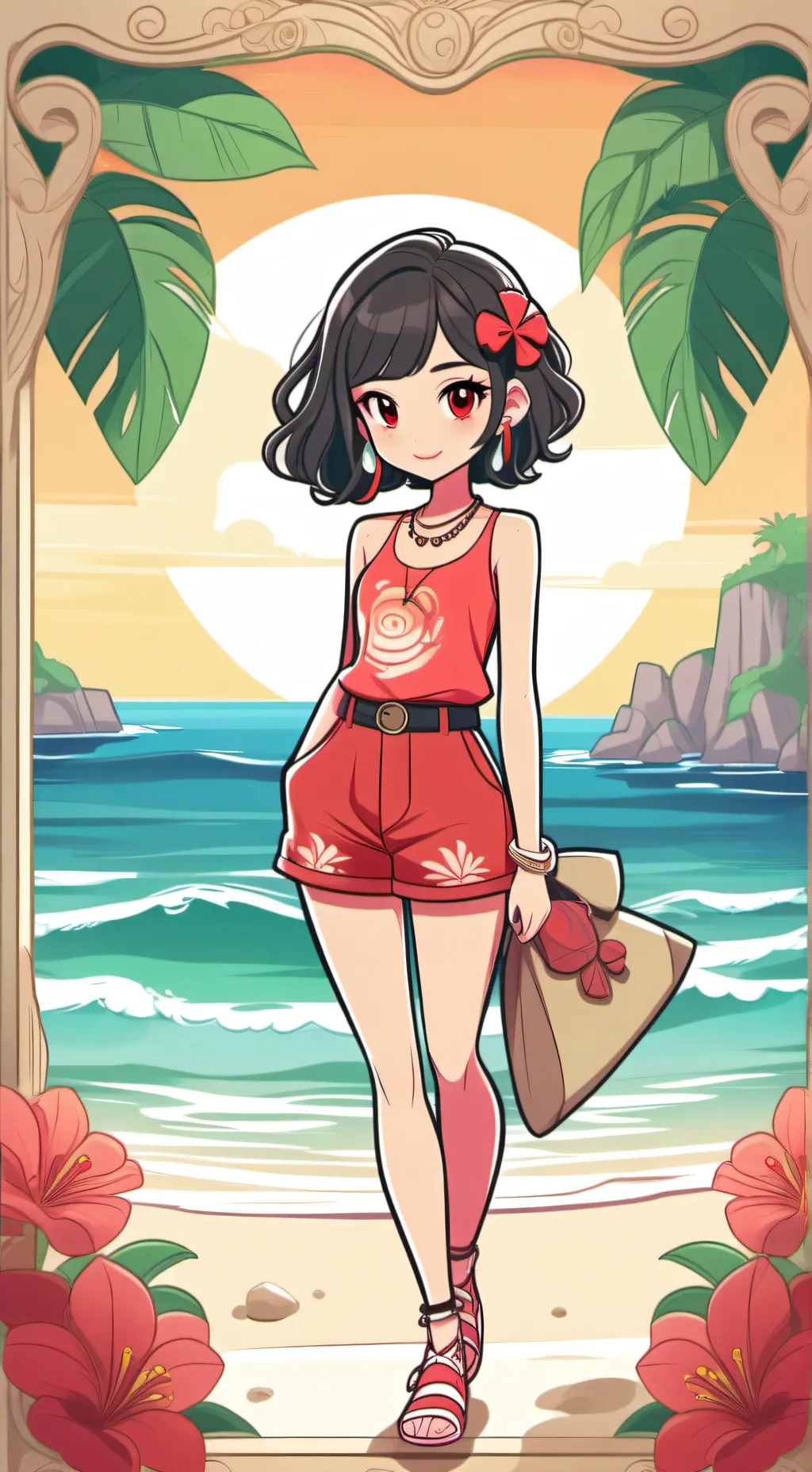 ai character: Fpe beach au 😈 background