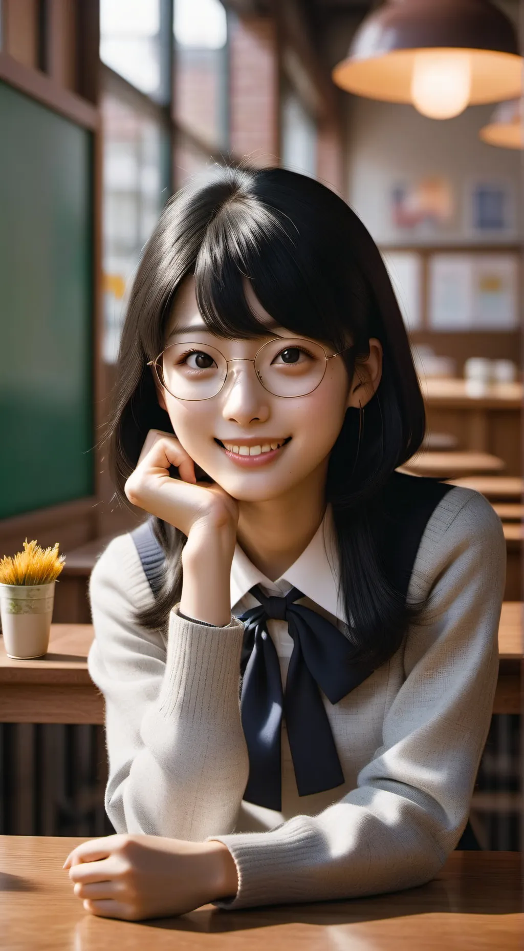 ai character: Nerd girl background