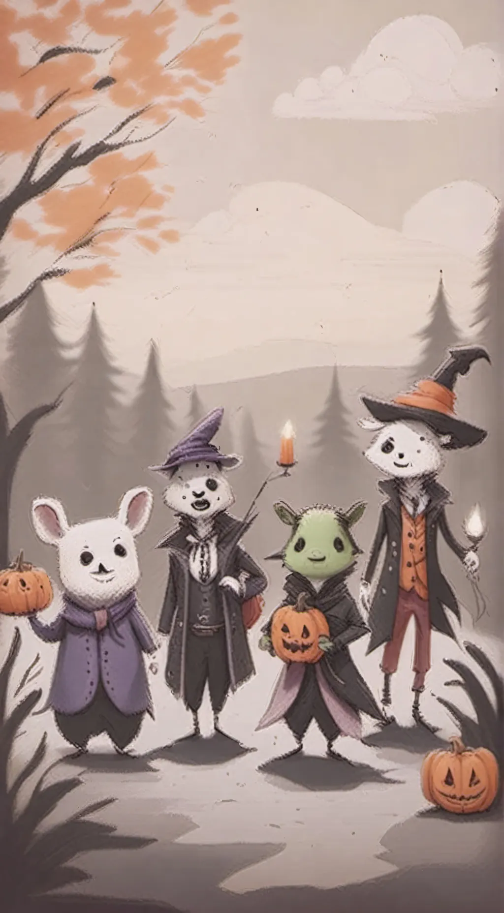 ai character: sc Halloween background