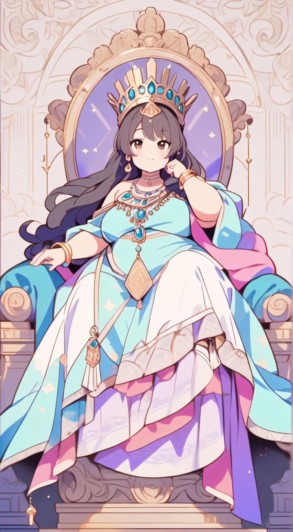 ai character: fat queen: Lily  background