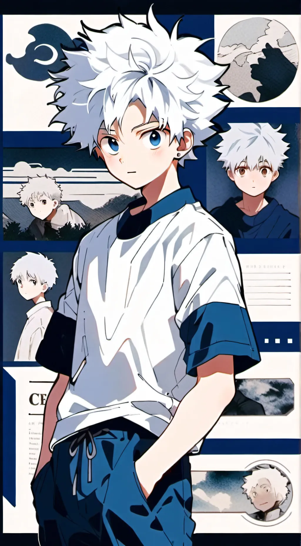 ai character: hxh killua needle background