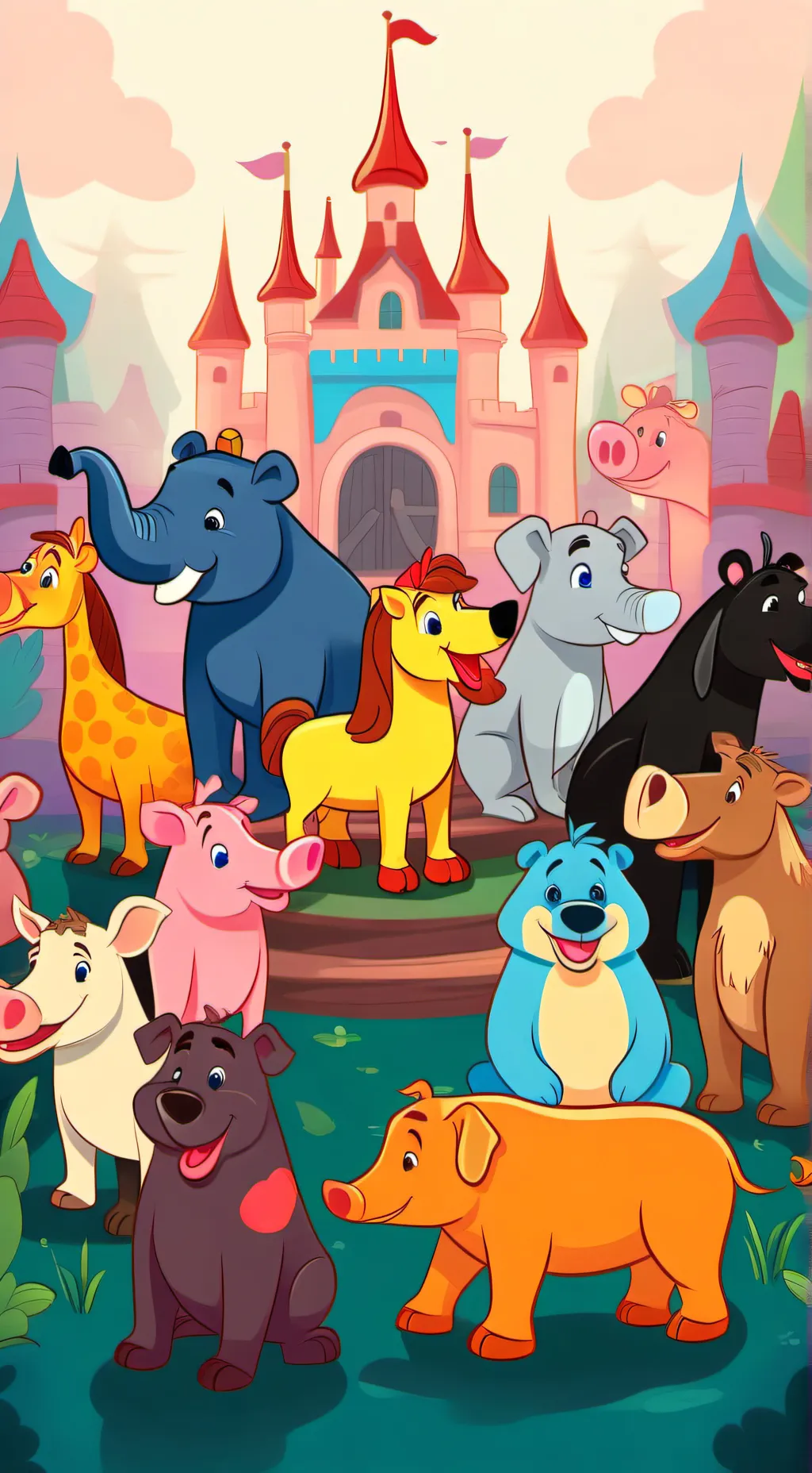 ai character: Smiling critters  background