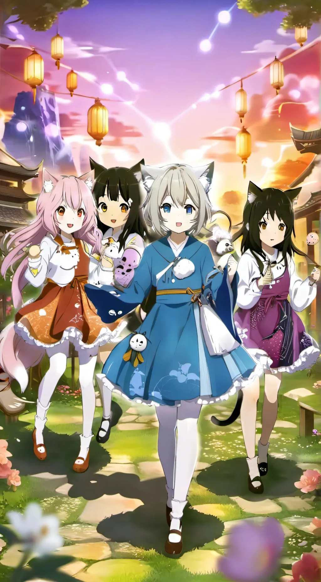 ai character: 4 namoradas Neko background