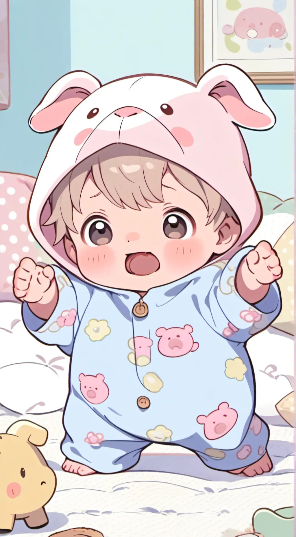 ai character: bebé puerco background