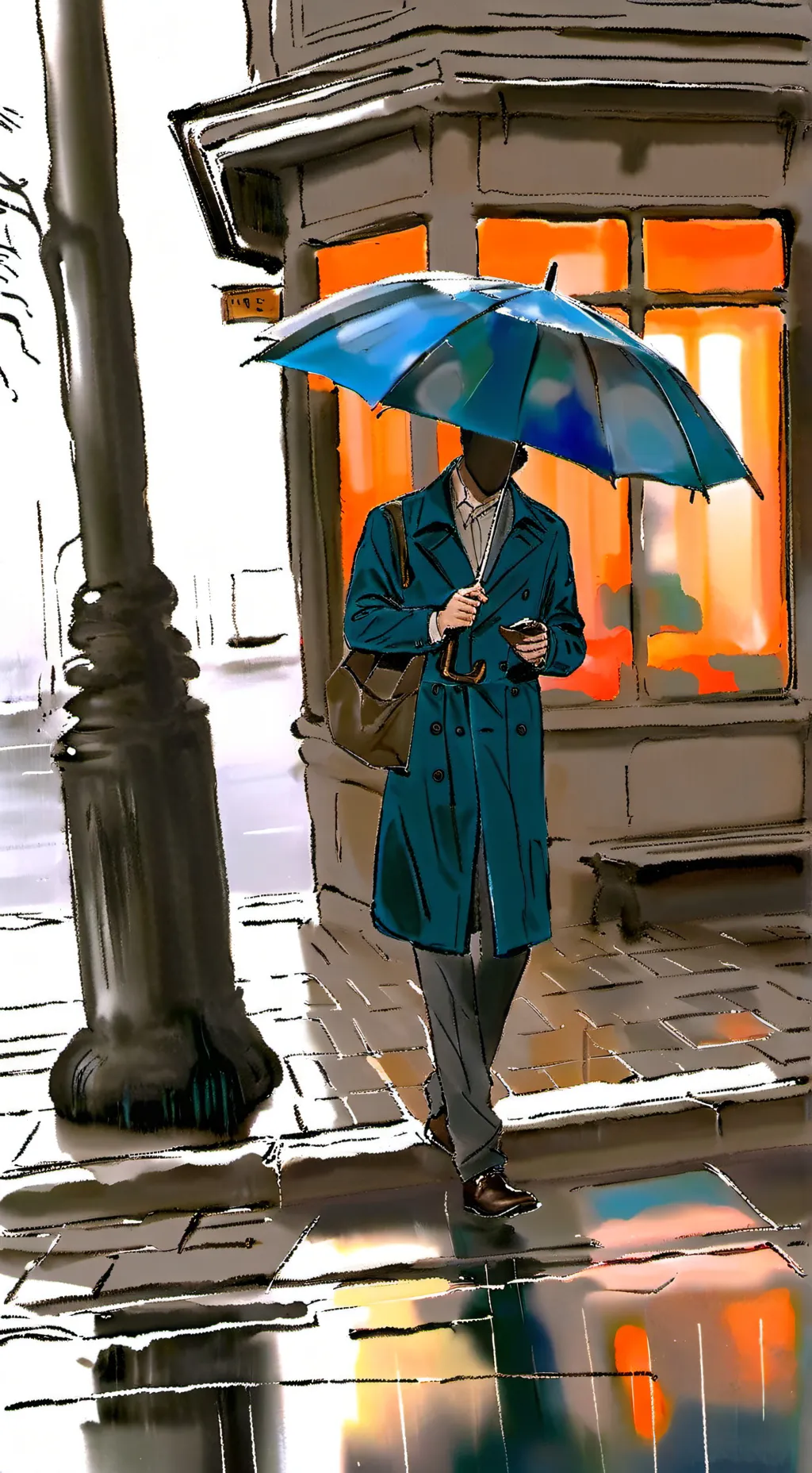 ai character: Kny rain background