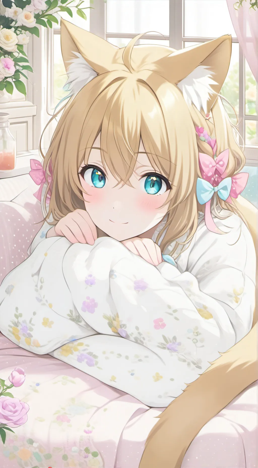 ai character: Purrfurr the Golden Cat Spirit background