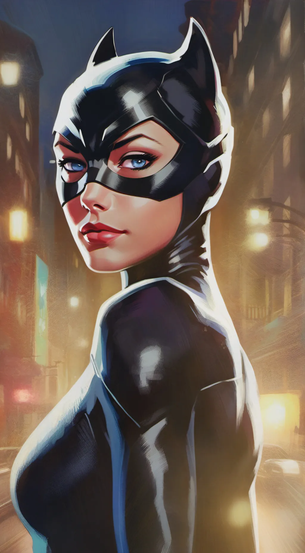 ai character: Catwoman  background