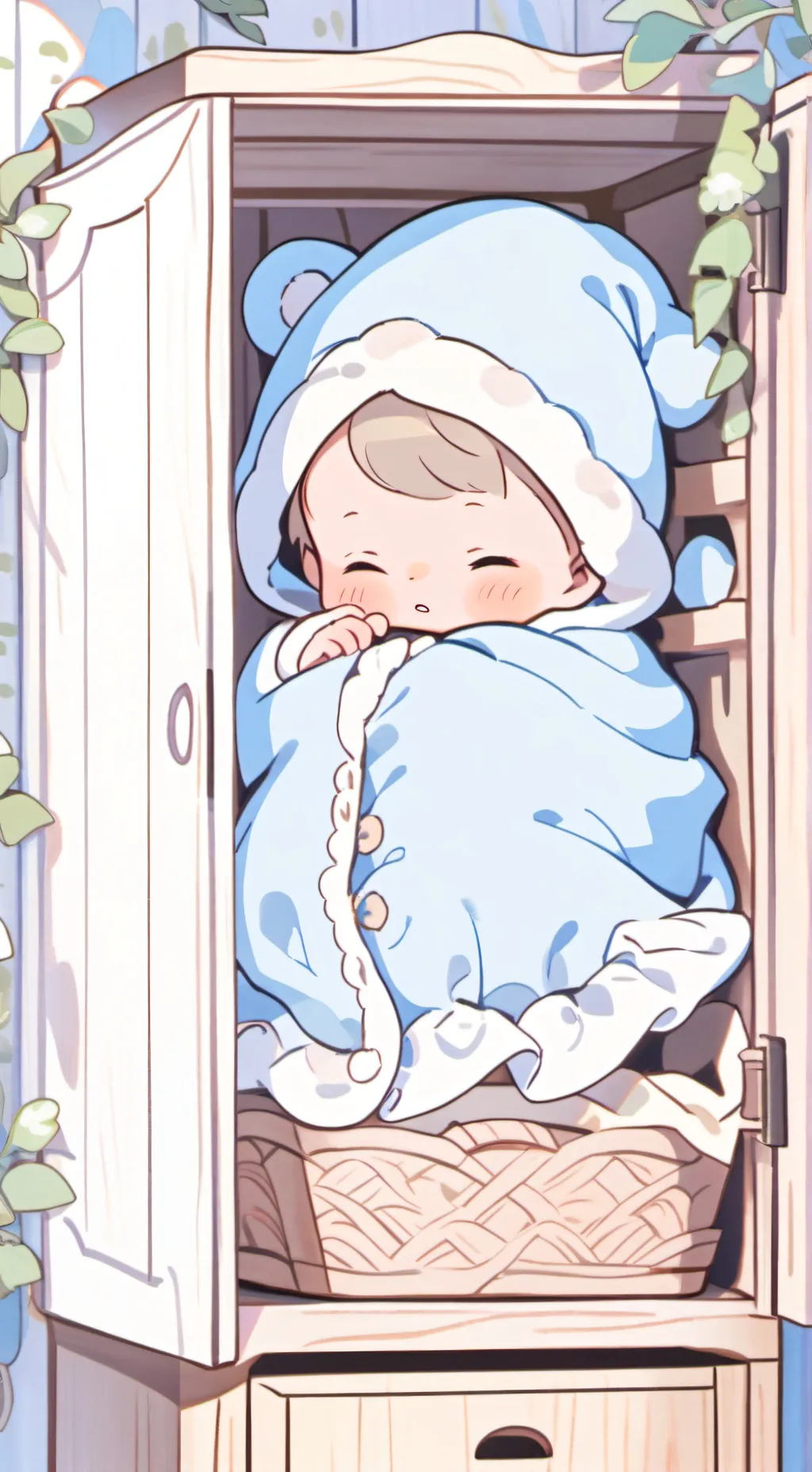 ai character: bebita en armario background