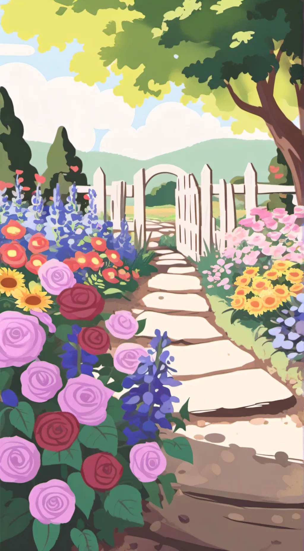 ai character: grown a garden background