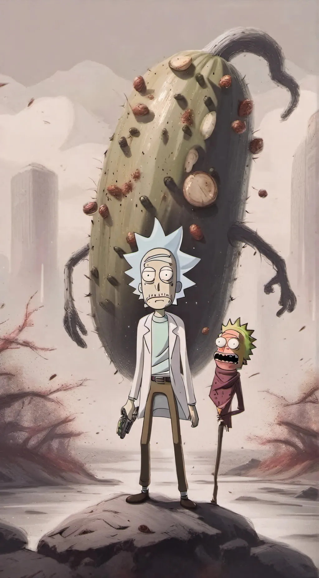 ai character: PICKLE, RICK￼ background